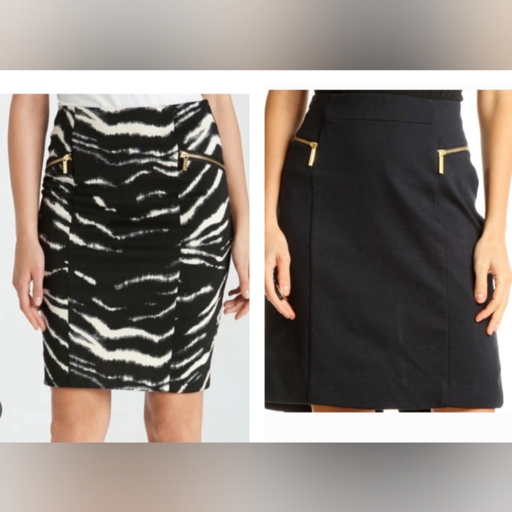 Bundle Of 2 Michael Michael Kors Knit Skirts Women's Size 6 Moto Career Edgy